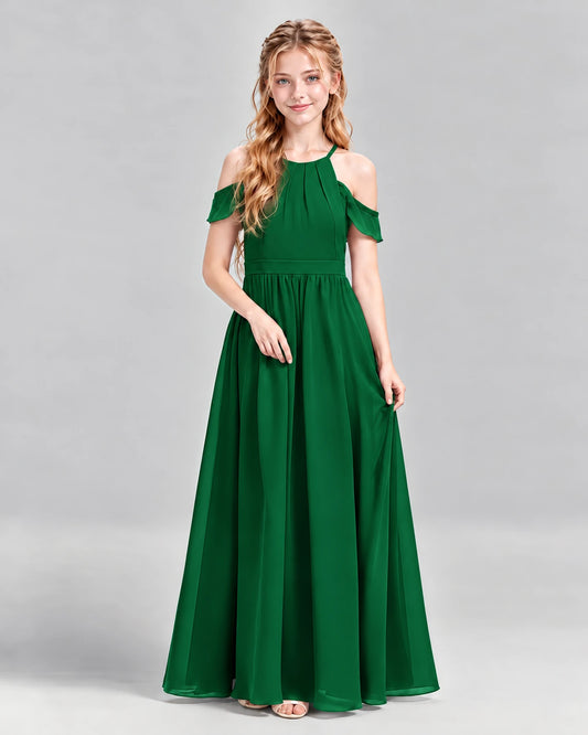 Dark Green A-line Junior Bridesmaid Dress Front