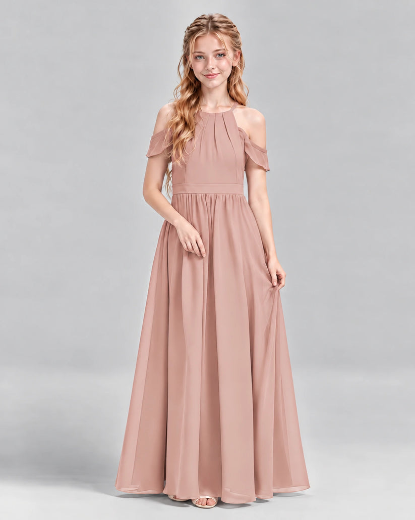 Dusty Rose A-line Junior Bridesmaid Dress Front
