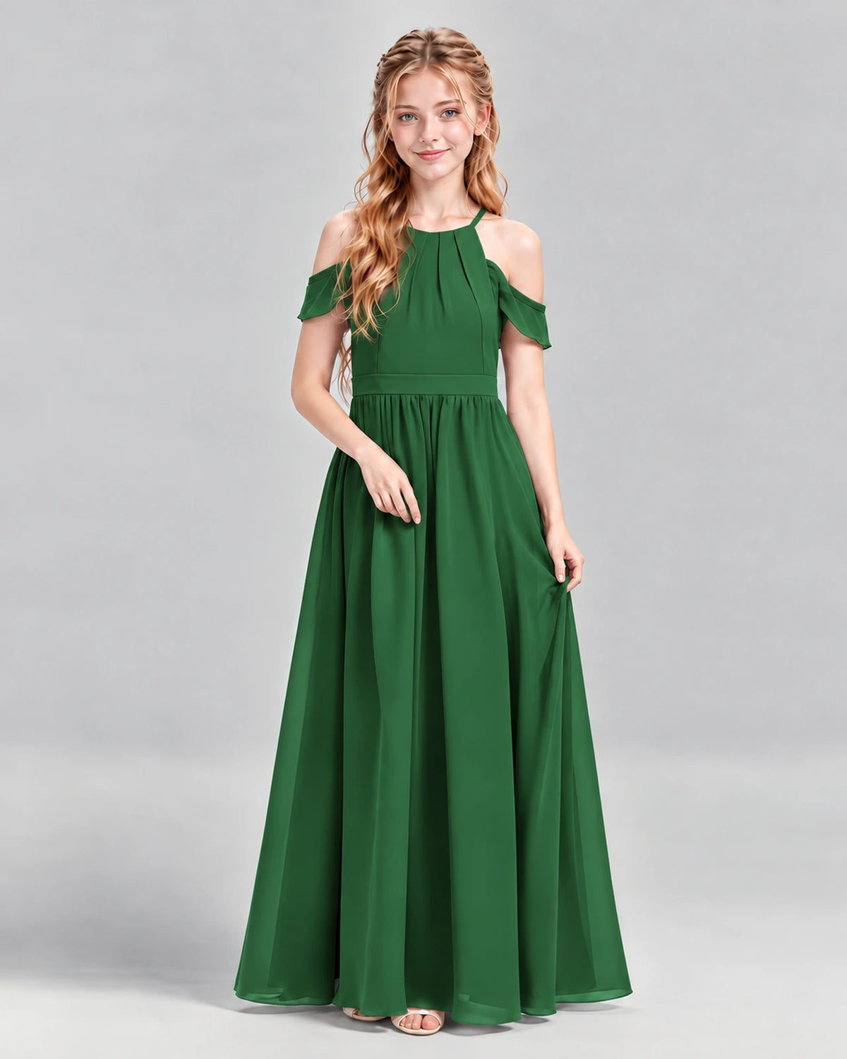 Emerald Green A-line Junior Bridesmaid Dress Front