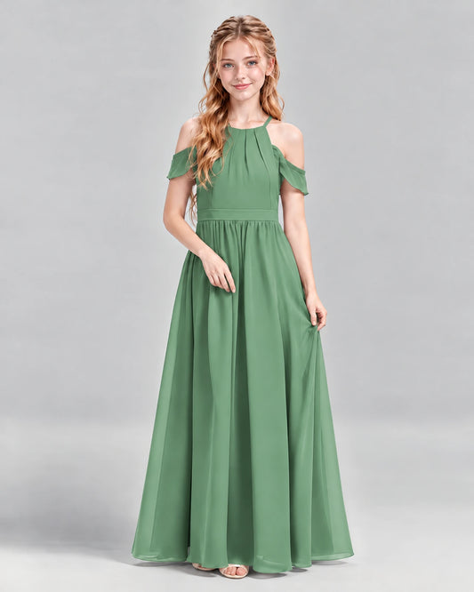 Eucalyptus A-line Junior Bridesmaid Dress Front