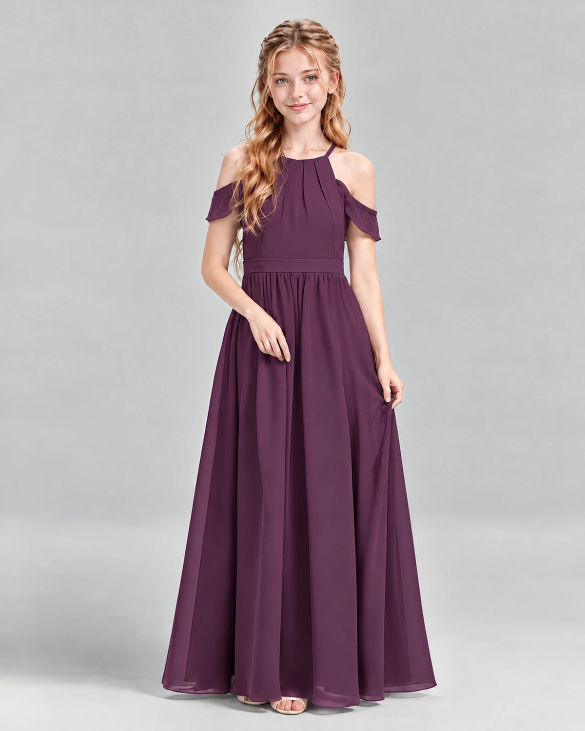Grape A-line Junior Bridesmaid Dress Front