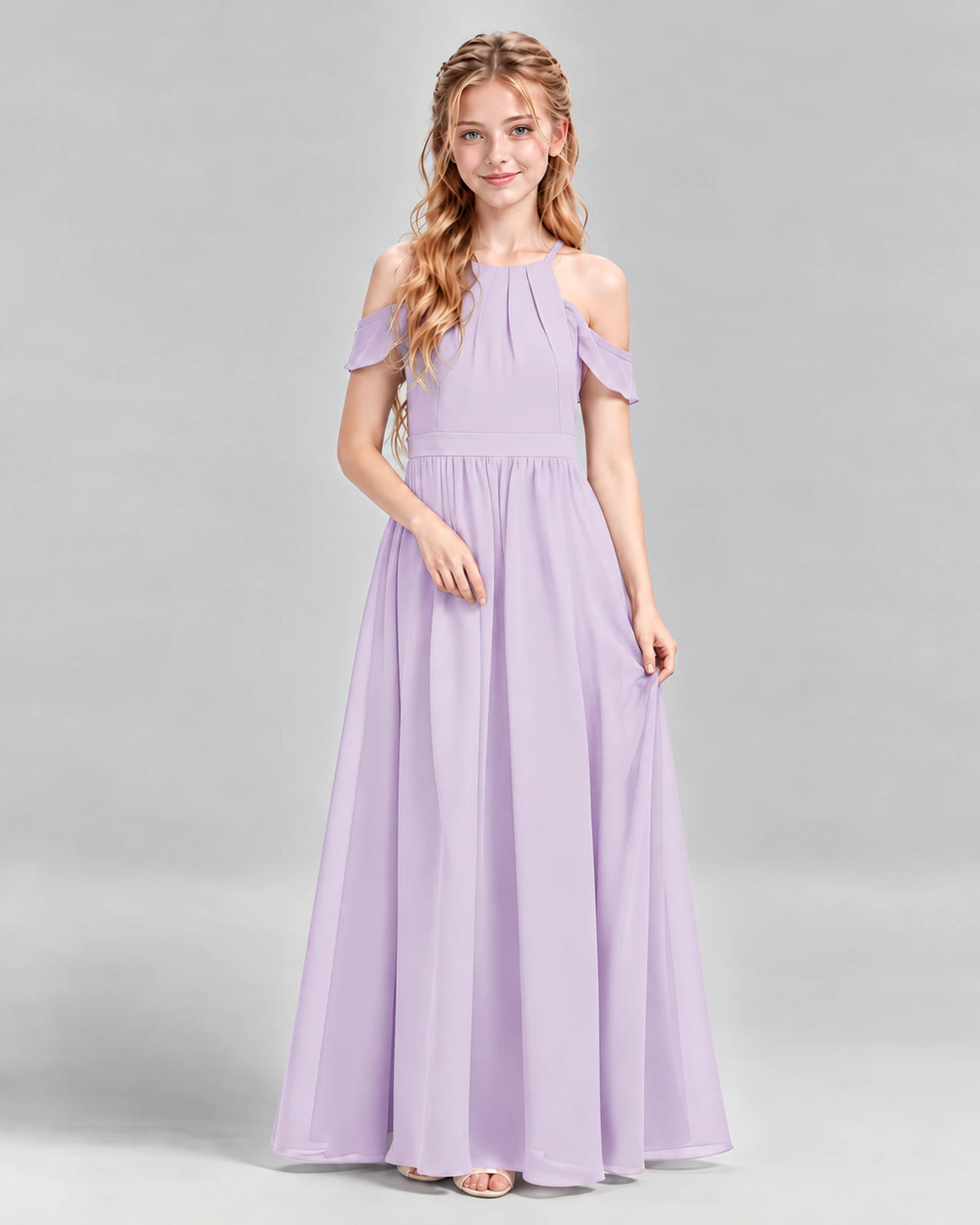 Lavender A-line Junior Bridesmaid Dress Front