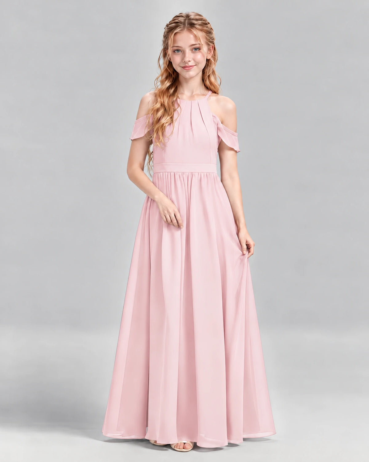 Pink A-line Junior Bridesmaid Dress Front