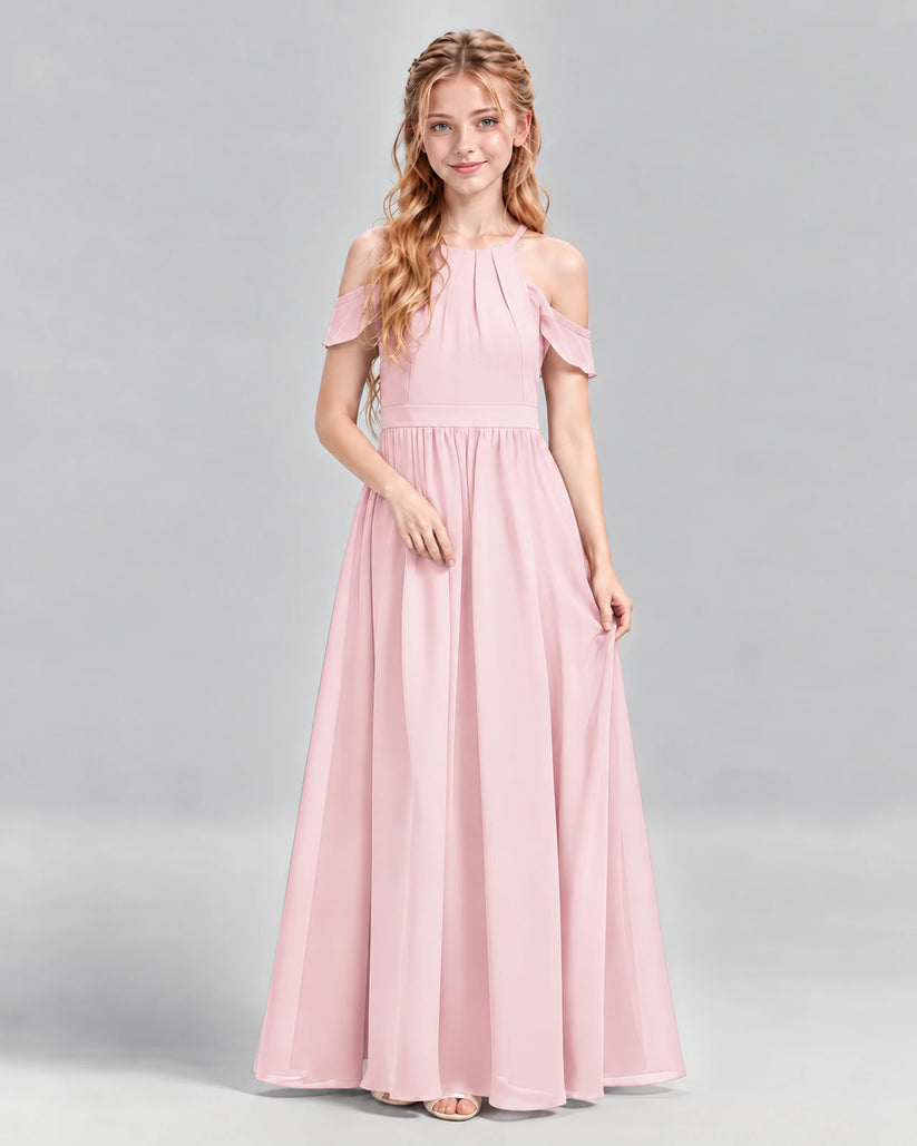 Pink A-line Junior Bridesmaid Dress Front