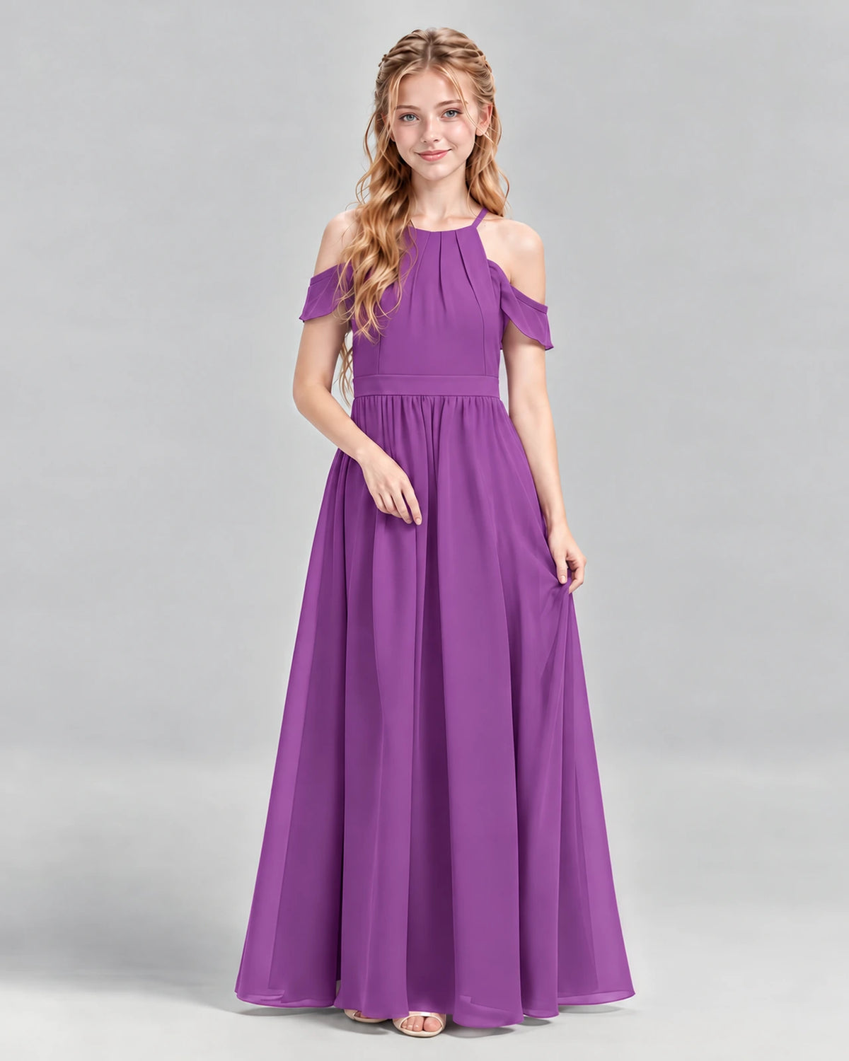 Purple A-line Junior Bridesmaid Dress Front