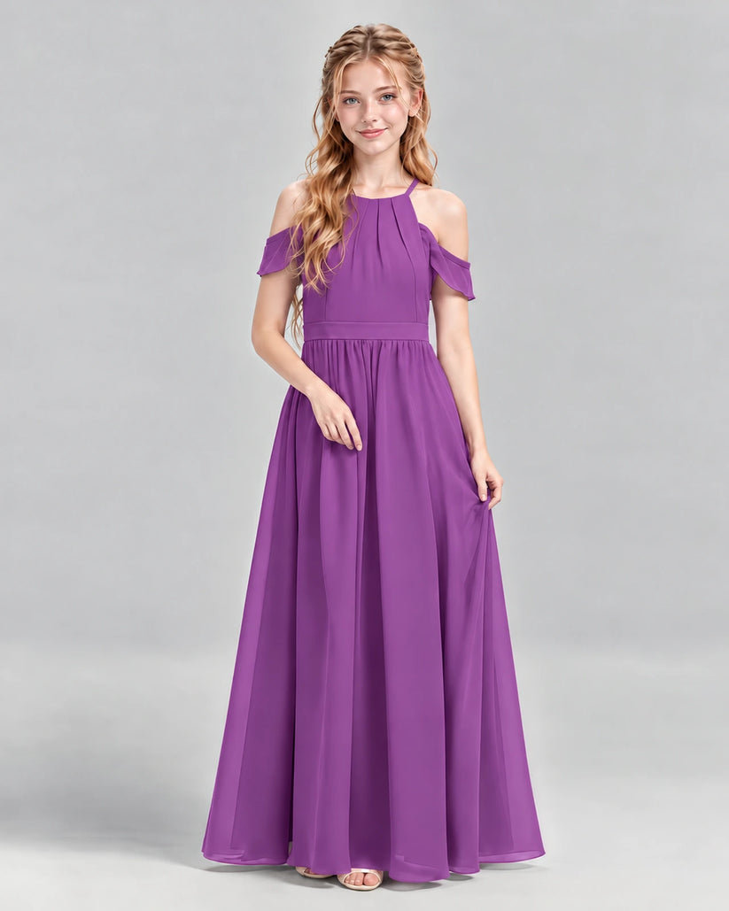 Purple A-line Junior Bridesmaid Dress Front