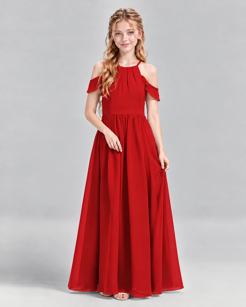 Red A-line Junior Bridesmaid Dress Front