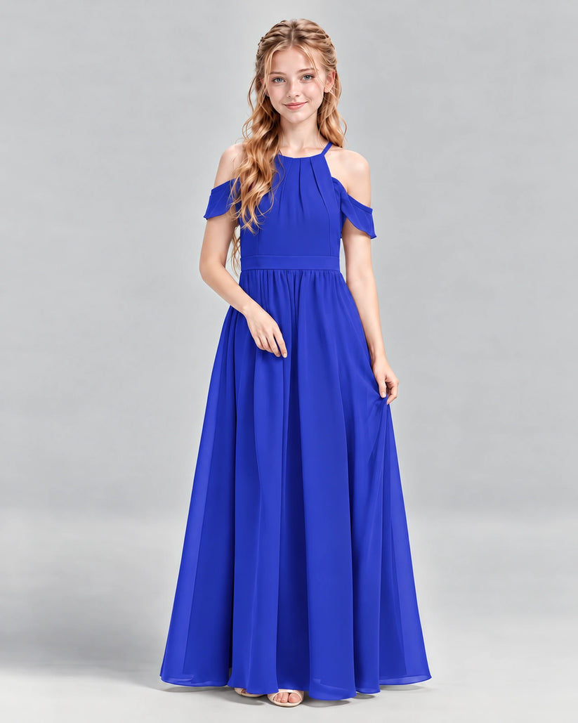 Royal Blue A-line Junior Bridesmaid Dress Front