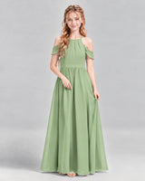 Sage Green A-line Junior Bridesmaid Dress Front