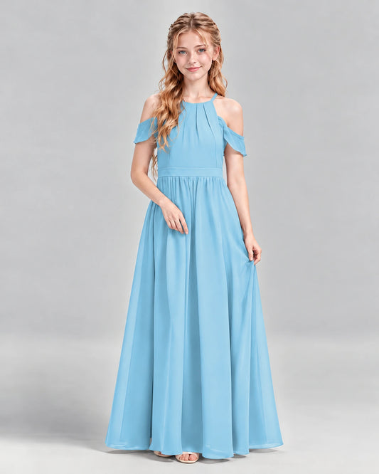 Sky Blue A-line Junior Bridesmaid Dress Front