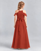 Vermilion A-line Junior Bridesmaid Dress Back [Shared]