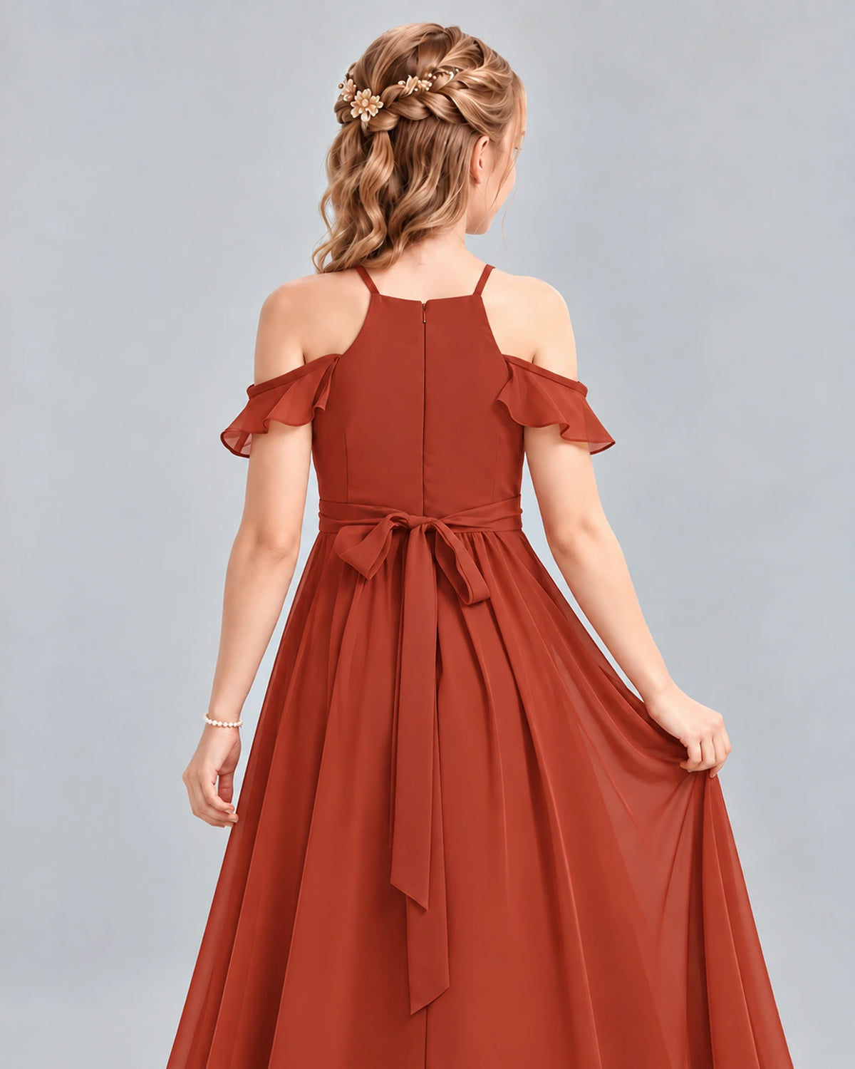 Vermilion A-line Junior Bridesmaid Dress Back_Detail [Shared]