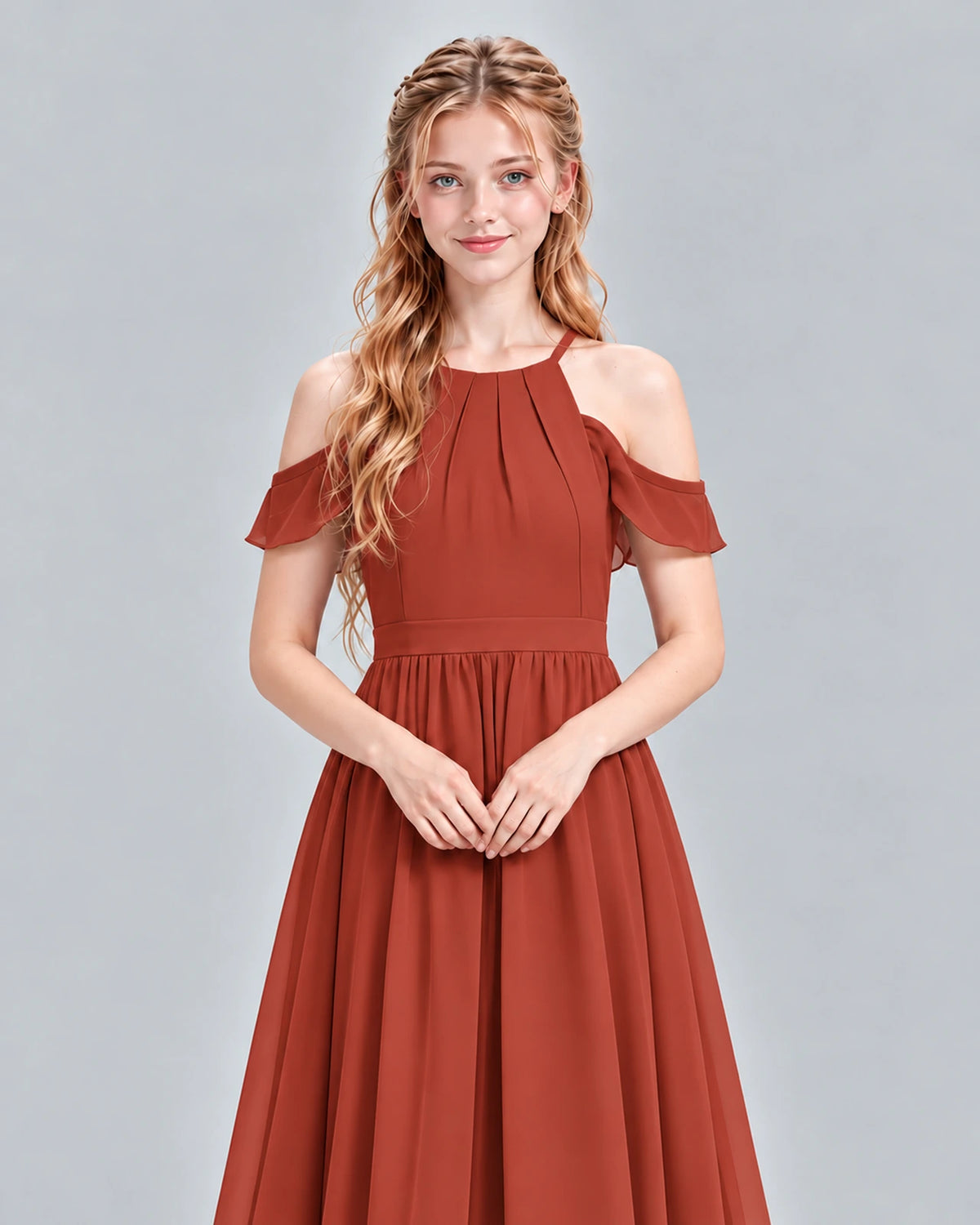 Vermilion A-line Junior Bridesmaid Dress Detail [Shared]