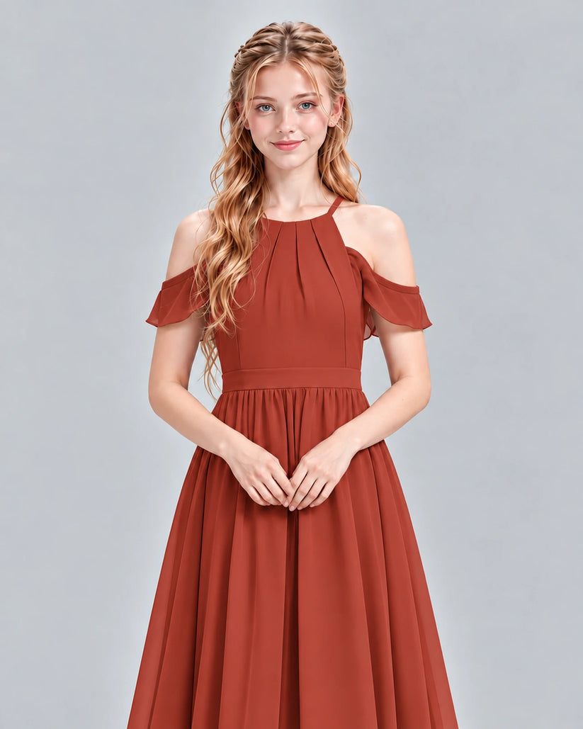 Vermilion A-line Junior Bridesmaid Dress Detail [Shared]