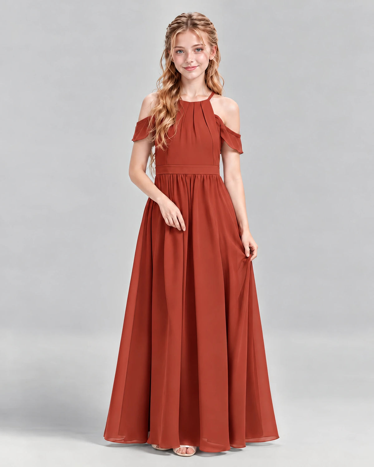 Vermilion A-line Junior Bridesmaid Dress Front