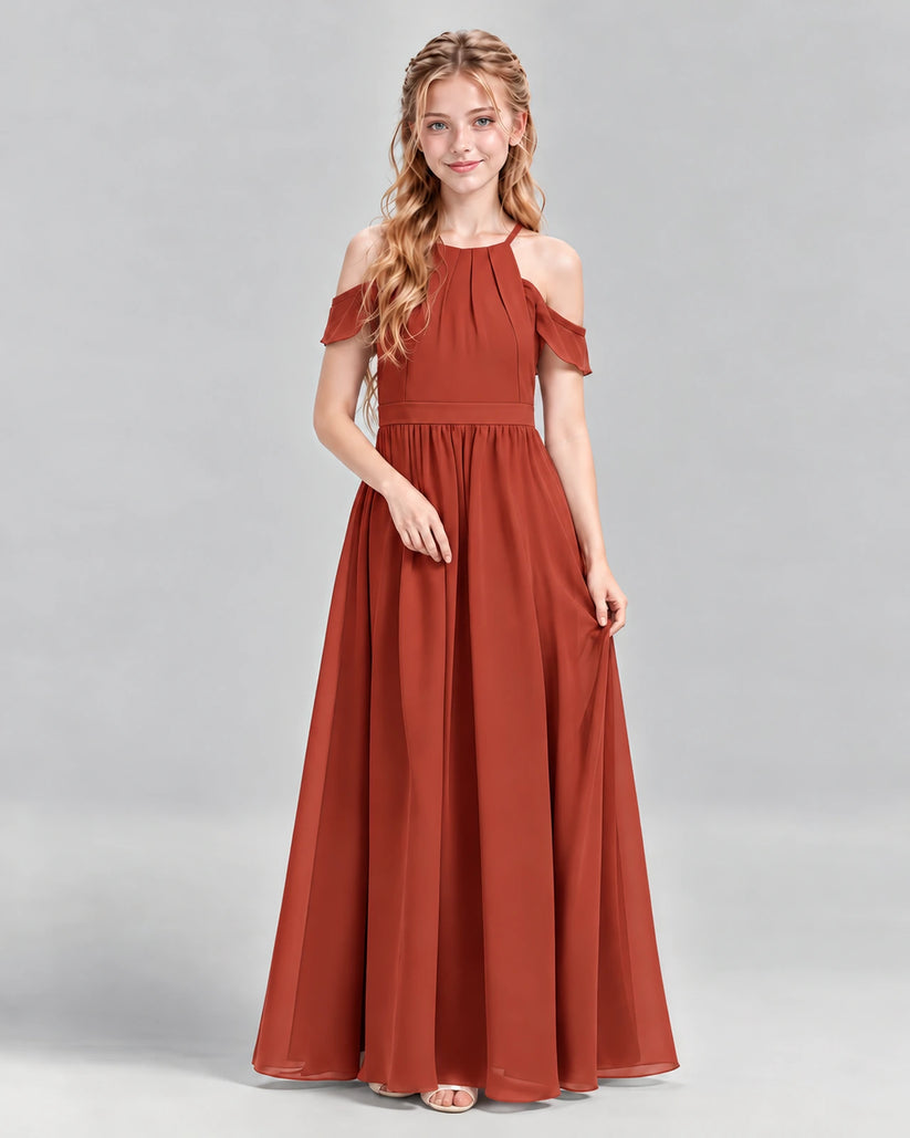 Vermilion A-line Junior Bridesmaid Dress Front