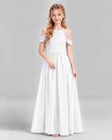 White A-line Junior Bridesmaid Dress Front