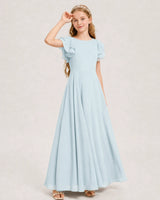 Baby Blue Chiffon A-line Junior Bridesmaid Dress Front View