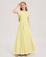 Daffodil Chiffon A-line Junior Bridesmaid Dress Front View
