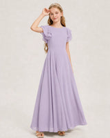 Lavender Chiffon A-line Junior Bridesmaid Dress Front View