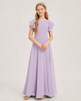 Lavender Chiffon A-line Junior Bridesmaid Dress Front View