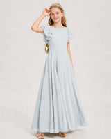 Mist Chiffon A-line Junior Bridesmaid Dress Front View
