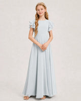 Mist Chiffon A-line Junior Bridesmaid Dress Front View