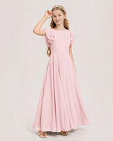Pink Chiffon A-line Junior Bridesmaid Dress Front View