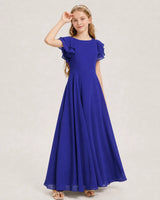 Royal Blue Chiffon A-line Junior Bridesmaid Dress Front View