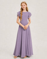 Wisteria Chiffon A-line Junior Bridesmaid Dress Front View