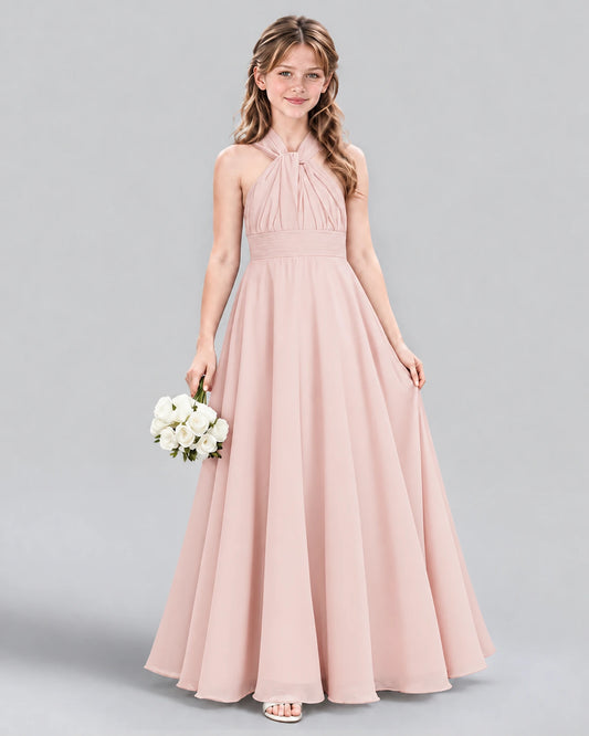 Blush Pink A-line Junior Bridesmaid Dress Front