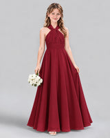 Burgundy A-line Junior Bridesmaid Dress Front