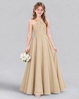 Champagne A-line Junior Bridesmaid Dress Front