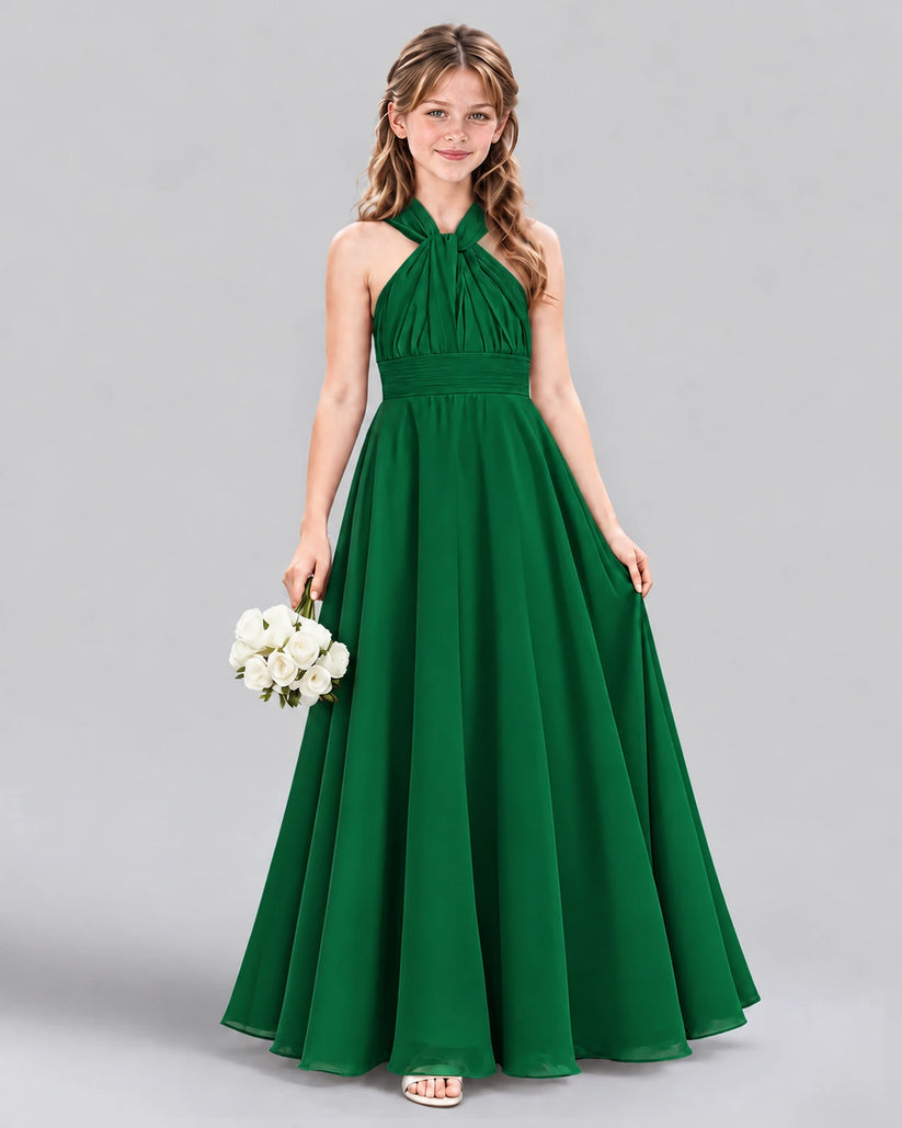 Dark Green A-line Junior Bridesmaid Dress Front
