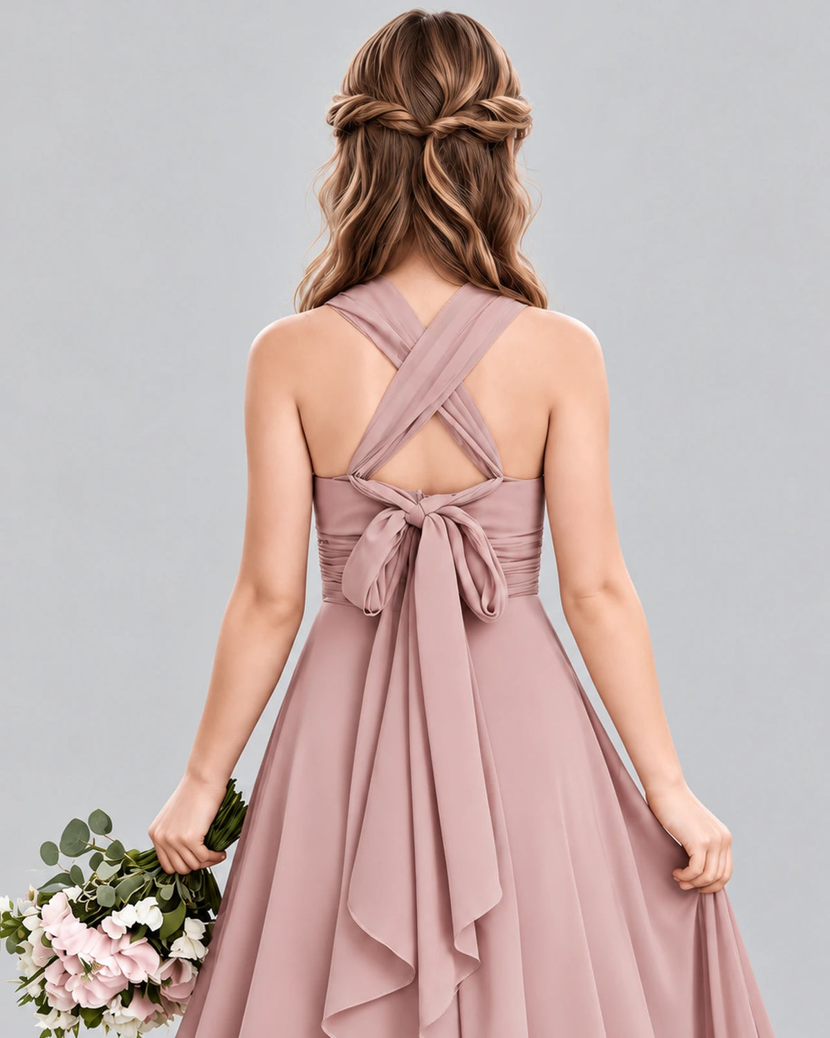 Dusty Rose A-line Junior Bridesmaid Dress Back_Detail [Shared]