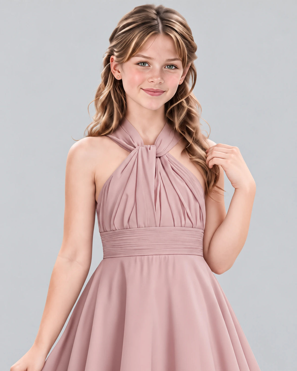 Dusty Rose A-line Junior Bridesmaid Dress Detail [Shared]
