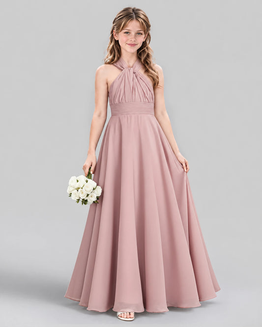 Dusty Rose A-line Junior Bridesmaid Dress Front