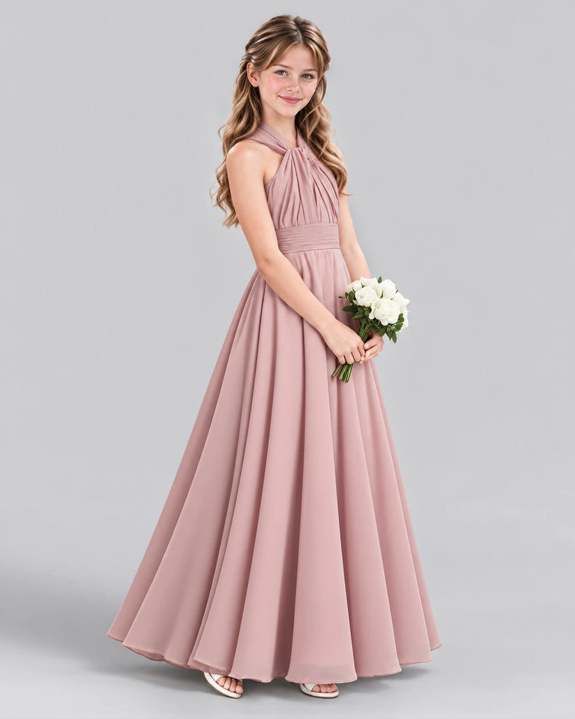 Dusty Rose A-line Junior Bridesmaid Dress Side [Shared]