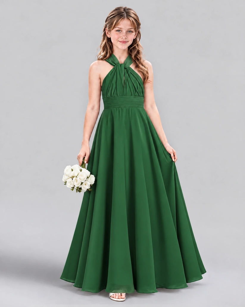 Emerald Green A-line Junior Bridesmaid Dress Front