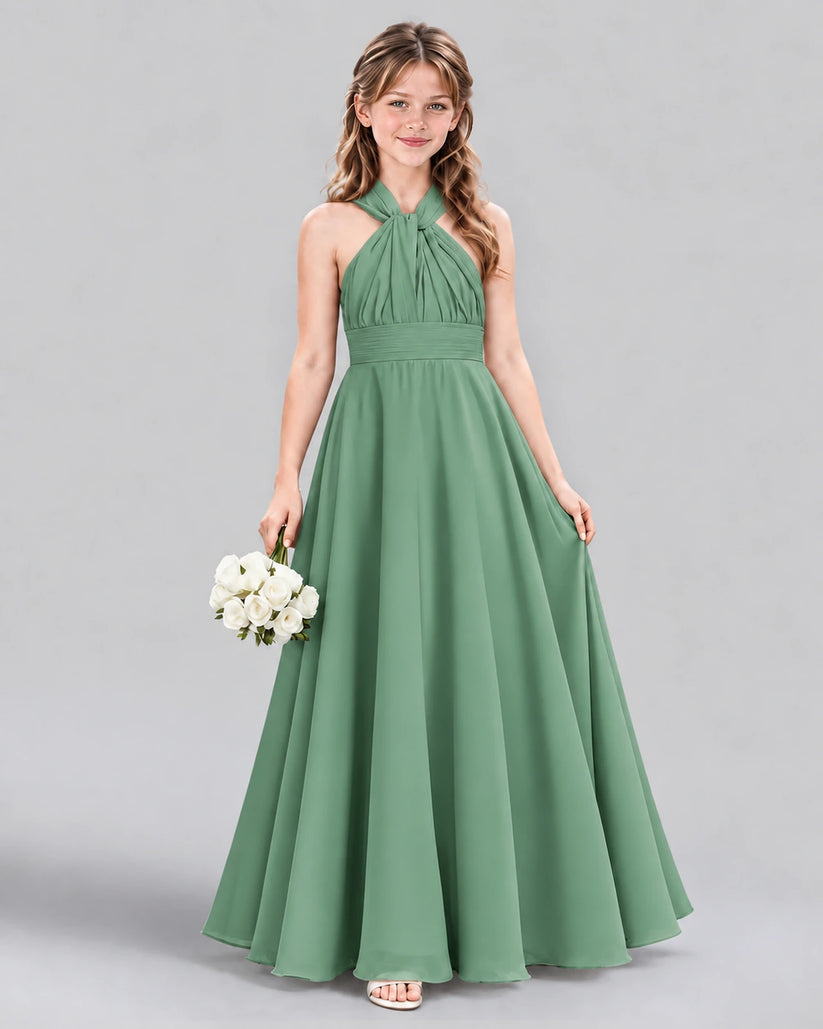 Eucalyptus A-line Junior Bridesmaid Dress Front