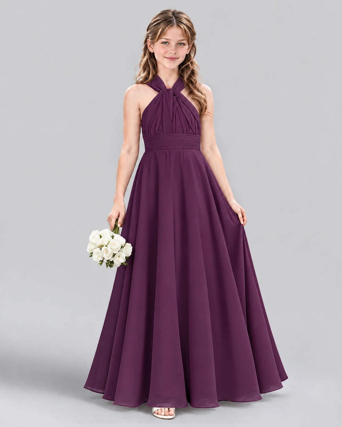 Grape A-line Junior Bridesmaid Dress Front