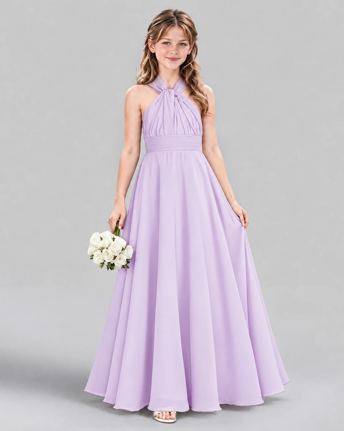 Lavender A-line Junior Bridesmaid Dress Front