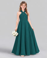 Peacock A-line Junior Bridesmaid Dress Front