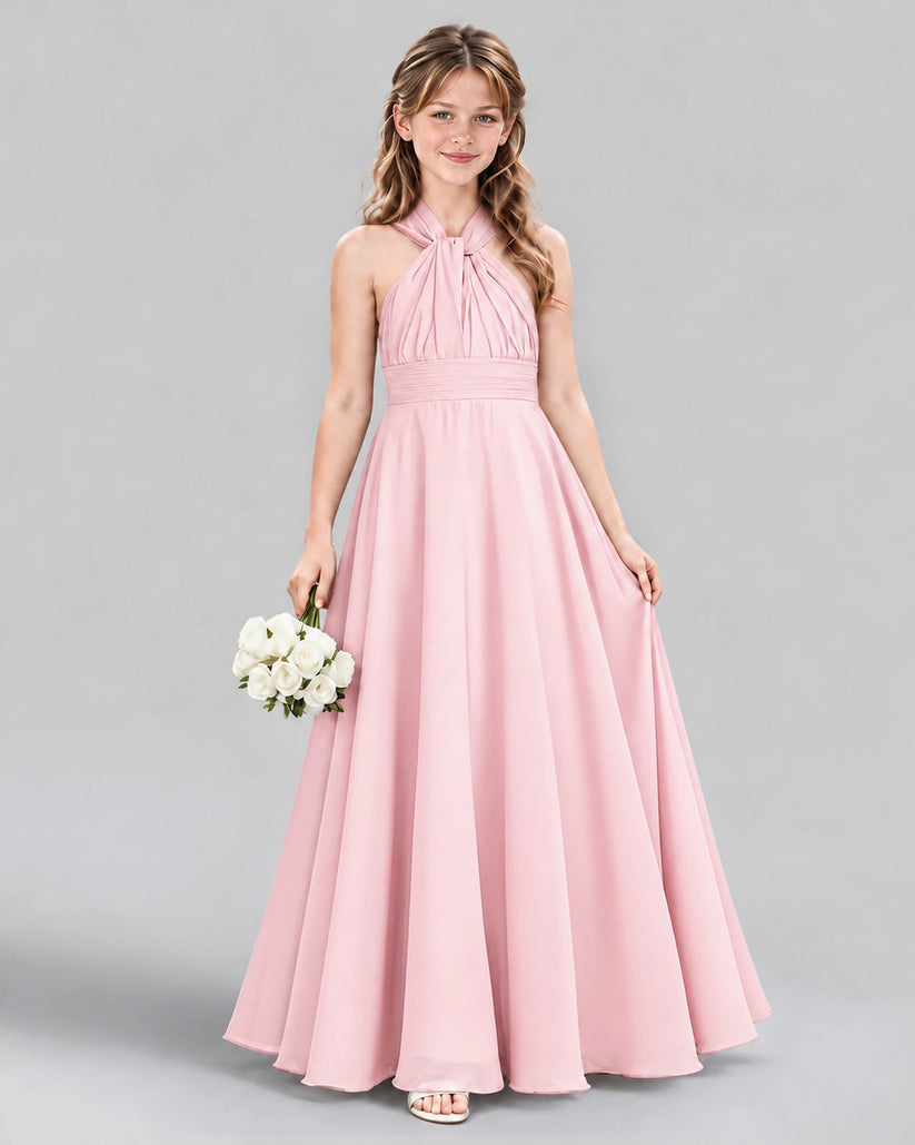Pink A-line Junior Bridesmaid Dress Front