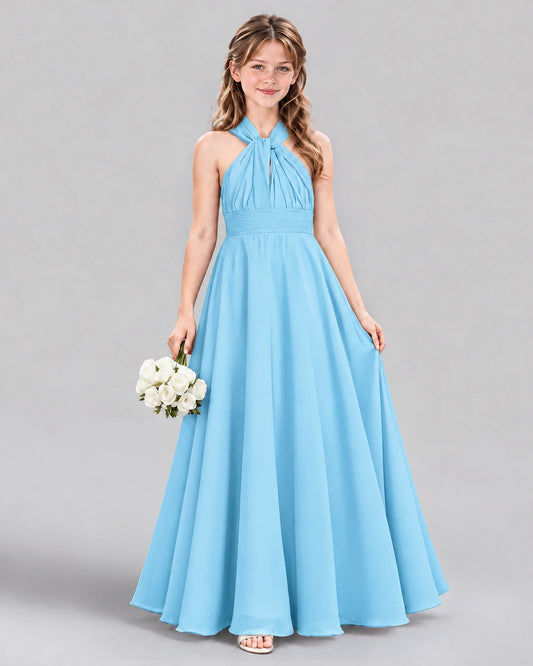 Sky Blue A-line Junior Bridesmaid Dress Front