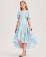 Baby Blue Chiffon A-line Junior Bridesmaid Dress Front View