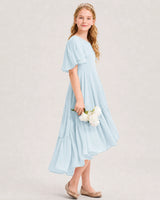 Baby Blue Chiffon A-line Junior Bridesmaid Dress Side View