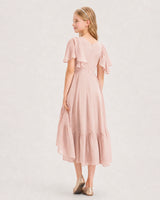 Blush Pink Chiffon A-line Junior Bridesmaid Dress Back View