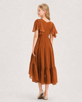 Burnt Orange Chiffon A-line Junior Bridesmaid Dress Back View
