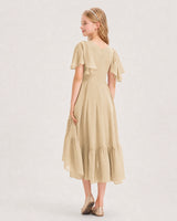 Champagne Chiffon A-line Junior Bridesmaid Dress Back View